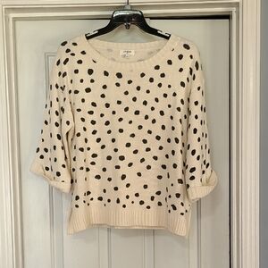 Umgee Cream Sweater with Black  Dots